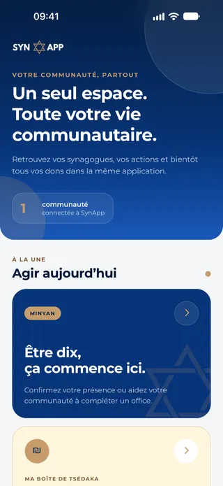 Accueil de l’application SynApp